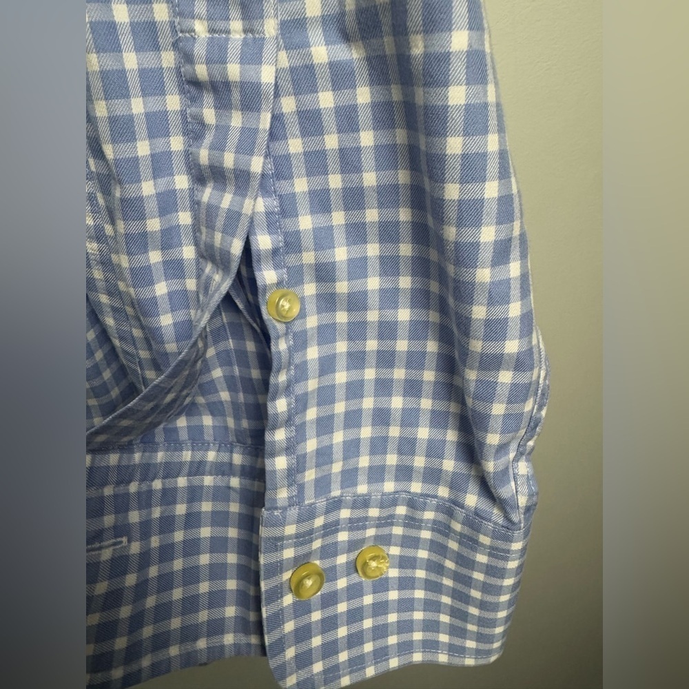 Peter Millar Button Down Blue Gingham Long sleeve… - image 7